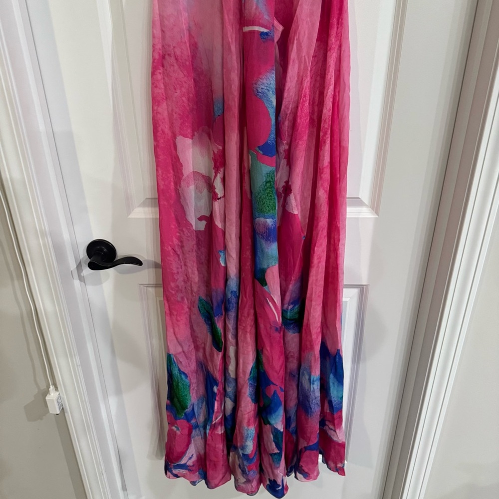 NWT: HEMANT & NANDITA Pink Floral Maxi Dress with Blue & Green Accents - Picture 8 of 16